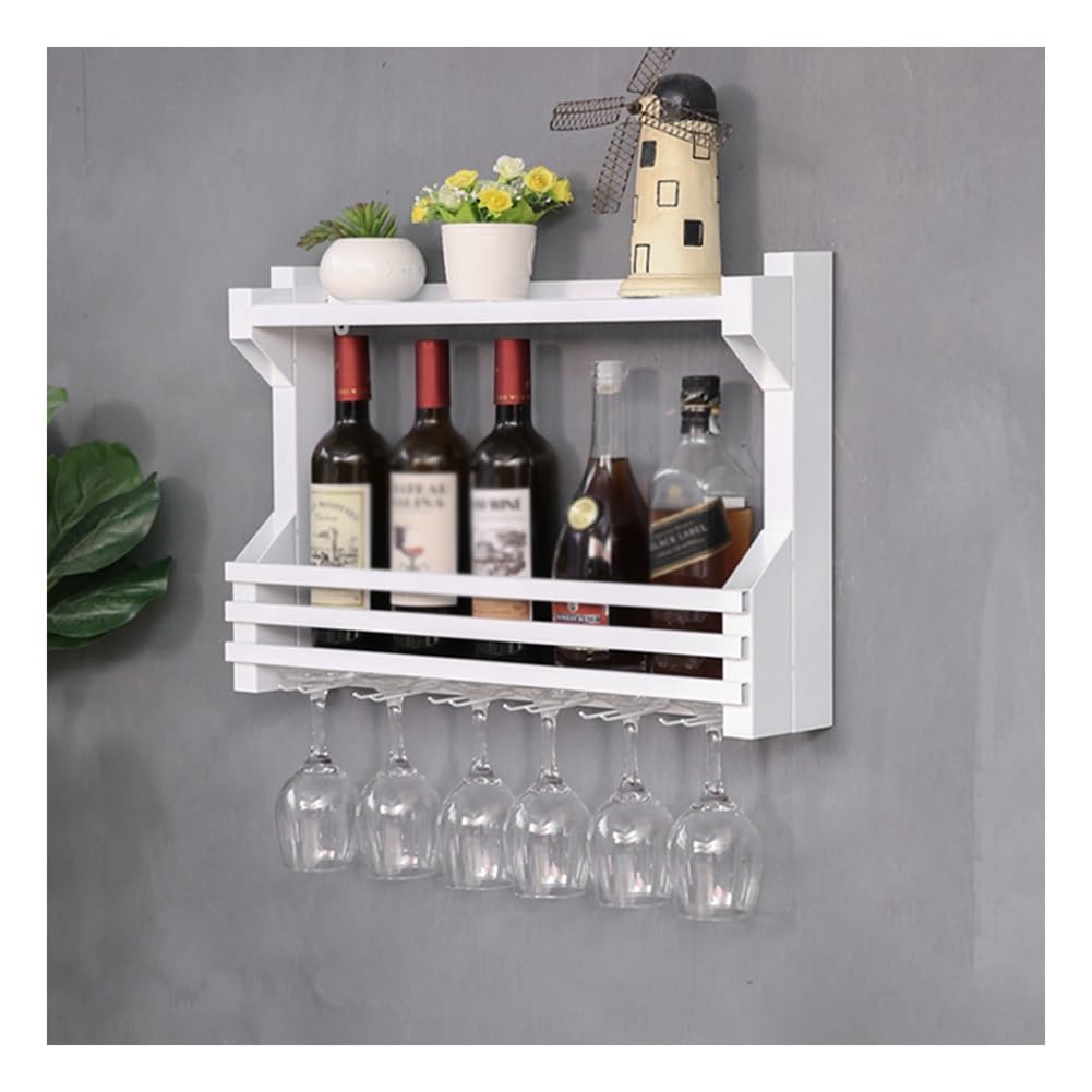 Casier à vin mural blanc 23,6" avec support verres pour cuisine
