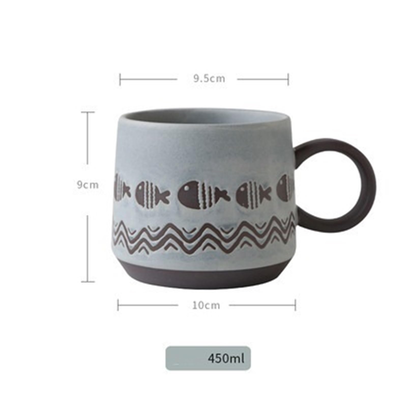 Kubki do kawy Filiżanka kawy z kamionki w stylu vintage, do restauracji/kawiarni, owsianka, śniadanie, 450 ml