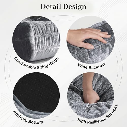 Image of Bean Bag Chair, 2 Seater Lazy Bean Bag Sofa Memory Foam Couch, Giant Bean Bag Chairs for Adults, Loveseat Fireside Chair for Living Room, Bedroom, Office(Dark Grey)