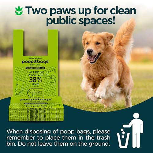 The Original Poop Bags® Dog Poop Bags with Handles, 38% USDA Biobased, Leak-Proof & Easy Tie Waste Bags for Dogs, Unscented, 120 Count