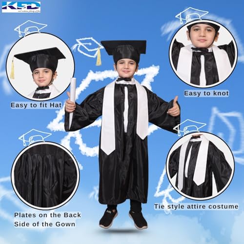 Image of Kaku Fancy Dresses Graduation Gown With Hat & Stole /Scarf | Degree Costume For Convocation Dress For Boys & Girls