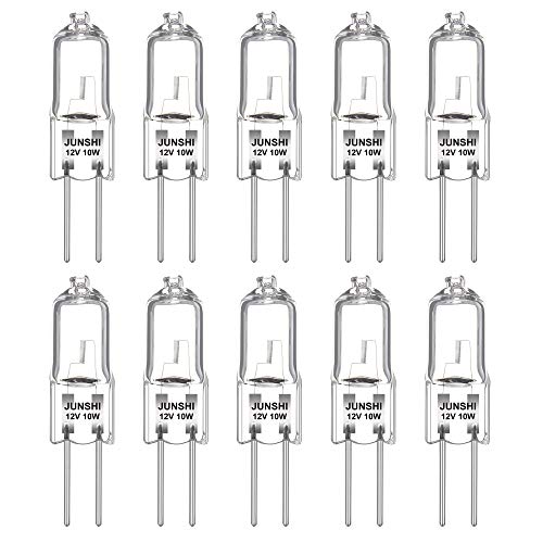 JUNSHI Ampoules Halogènes G4,Lampe de Base à Broche Halogène 12V 10W,2800K Blanc Chaud,100LM,Gradable,Lampe à Capsule Transparente Lot de 10