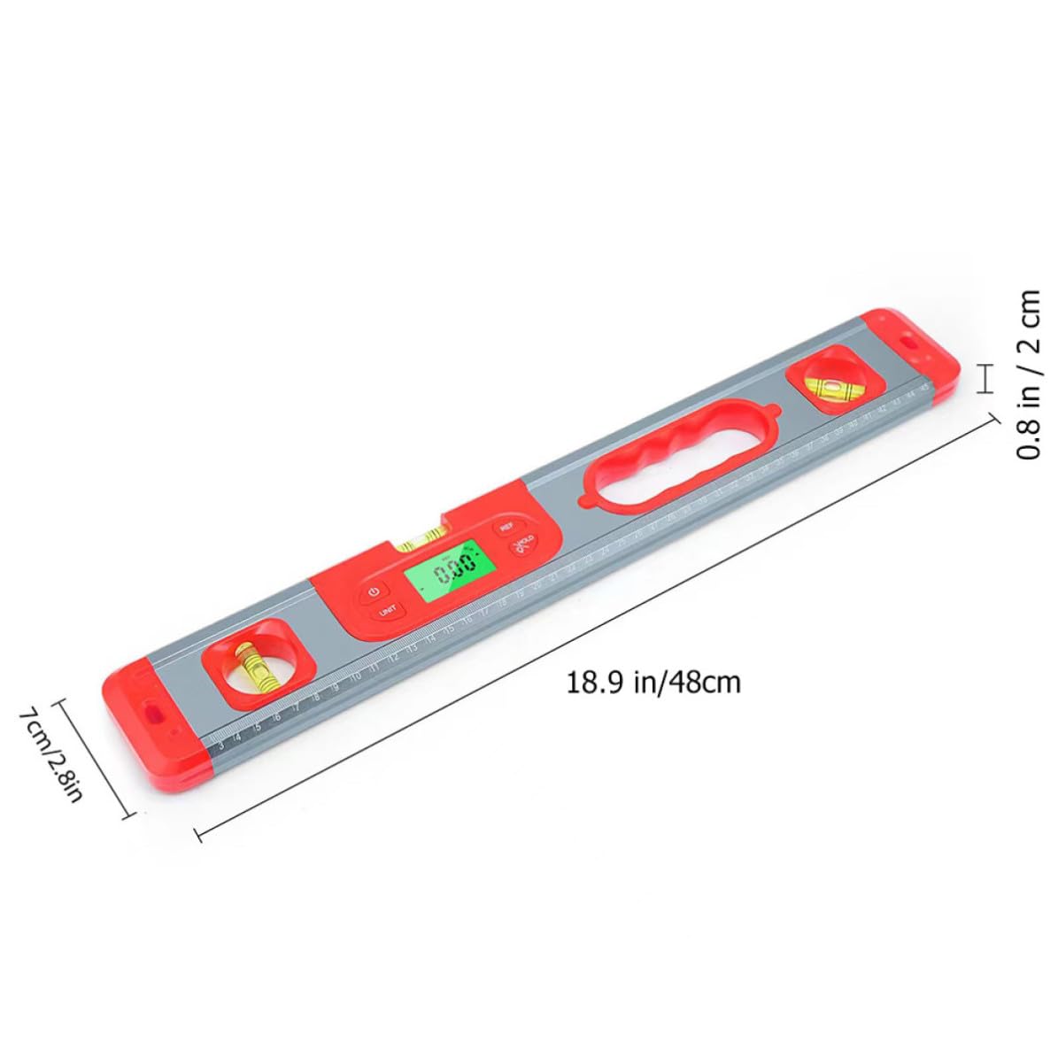 Inclinometro Digitale Rosso Ampio Intervallo di Misura, Materiale Abs e Lega di Alluminio, Strumento di Misura per Installazione Attrezzature e Decorazione Casa