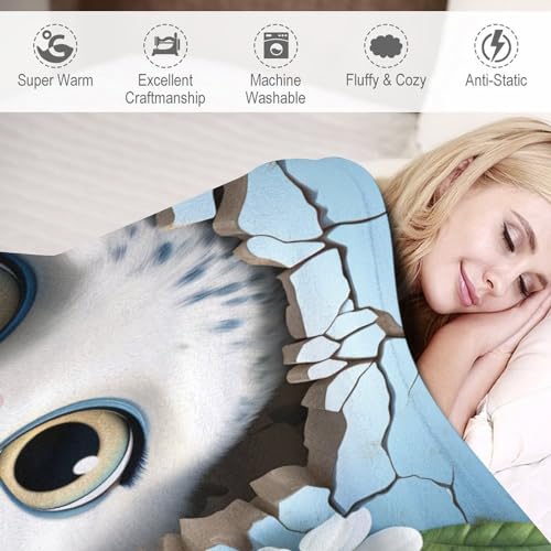 Manta para sofá de franela con búho decoración mullida para salón 6