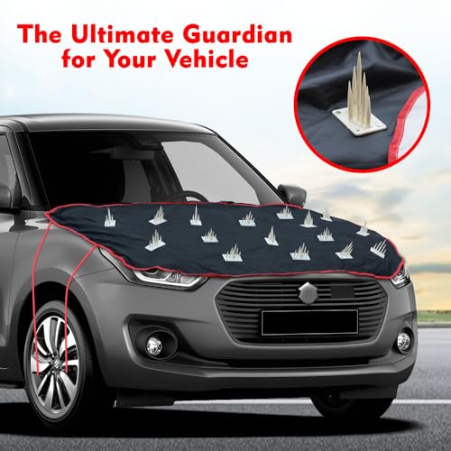 Image of Waterproof Spike Car Cover Compatible with Toyota Hyryder | Bonnet Protection, Easy Installation with 4 Anti-Scratch Hooks & Elastic Strap | Complete Protection from Street Dogs & Monkeys