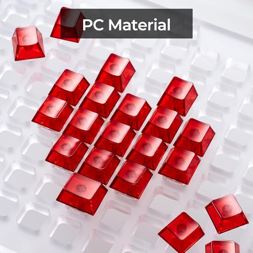 Image of XVX Blank Crystal Transparent Keycaps, PC Material Custom DIY Sweet Heart Keyboard Caps, Backlit Clear Glitter Candy Keycap Cherry Profile for MX Switches Mechanical Keyboard (21pcs)