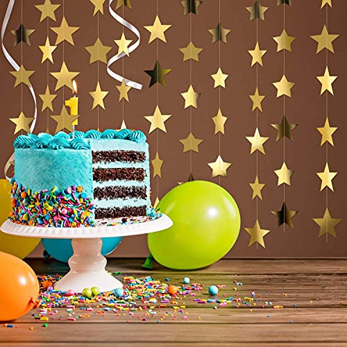 Image of Star Paper Garland Frills Banner Hanging Decoration Golden Pack of 4 Merry Christmas Diwali Decoration