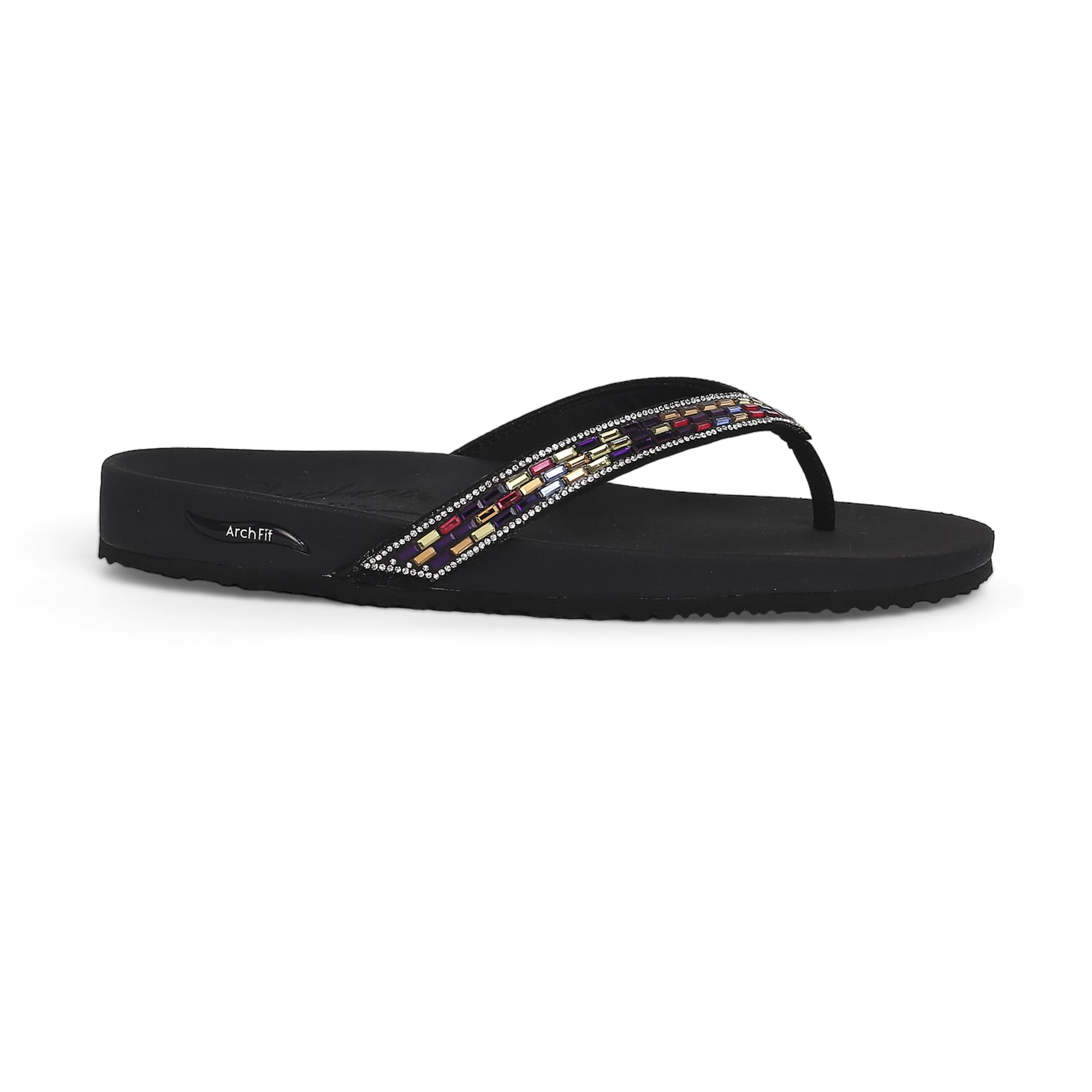 Skechers Womens Arch Fit Meditation Casual Slipper Vegan Synthetic Upper With Rhinestone Embellishments Black - 6 Uk (119403) (B0BXDJF9ZJ) Amazon Price History, Amazon Price Tracker