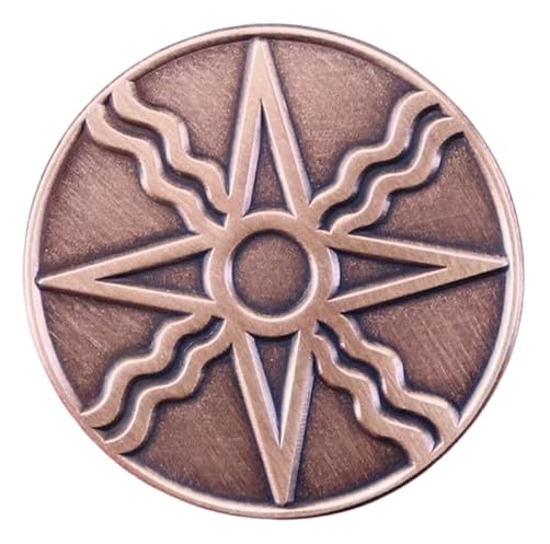 Pinstant Seal of Shamash Sun God Symbol Eight-pointed Star Justice Assyrian Mesopotamian 1.1" Enamel Pin Badge, 1.1 Inches Tall, Enamel, metal