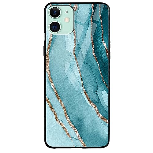 Image of COLORflow Back Cover Compatible with iPhone 11 | Blue Marble Golden Stripes | Shockproof TPU Bumper Cover with Camera Protection Back Cover