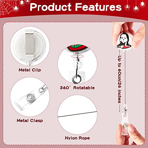Eartim 6Pcs Halloween Horror Movie Character Retractable Badge Holders Halloween Cartoon Horror Clown Ghost Face Reel Holder With Metal Clip Id Card Name Tag Badge Holder For Office Nurse Students #TOP2