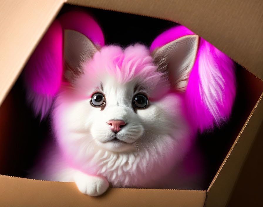 Tableau sur toile Fluffy original poster chat rose pour la décoration d'une chambre d'enfant
