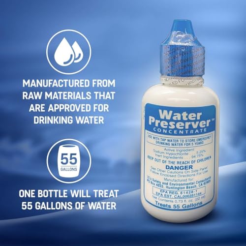 Water Preserver for 55 Gallon Water Tank - Purifies Water for Drinking for 5 Years - Ideal for Emergency Water Storage or Rain Collection - Survival Kit, Earthquake, Hurricane, Emergency Water-2 Pack - Image 5