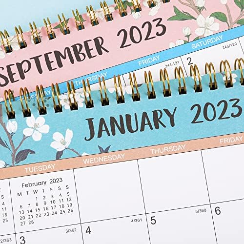 2023 Desk Calendar - Desk Calendar 2023 with Thick Paper, Jan. 2023 - Dec. 2023, 25.5 x 20.5 x 8 cm, Twin-Wire Binding, Green