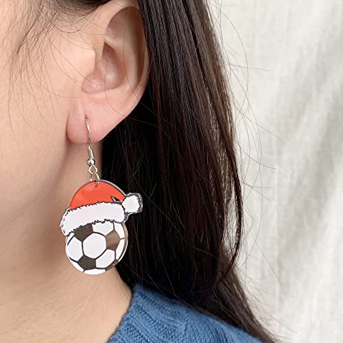 Christmas Earrings Football Baseball Sport Drop Dangle Eariings Merry Christmas Earrings Sports Game Team Jewelry For Ladies Fans Christmas Holiday Party Favor Gift (Christmas Football) #TOP5