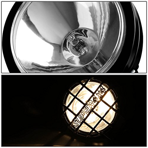 Image of Auto Dynasty 6 inch Round Fog Lights+Offroad Super 4X4 Guard+Switch Compatible with Grille /Brush /Bull bar (Clear Lens Black Housing)