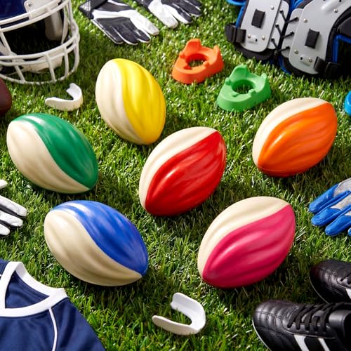 Image of Jerify Mini Footballs for Kids Spiral Foam Football Bulk 5 Inch Soft Small Waterproof Foam Ball Sports Birthday Toddler Football for Indoor and Outdoor Game (Classic Color,12pcs)