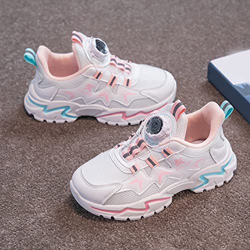 Fashion All Seasons Children Sports Girls Boys Run Flat Bottom Non Slip Elastic Band Colorblock Sparkly Slip on Shoes (Red, 12-12.5 Years Big Kids)4