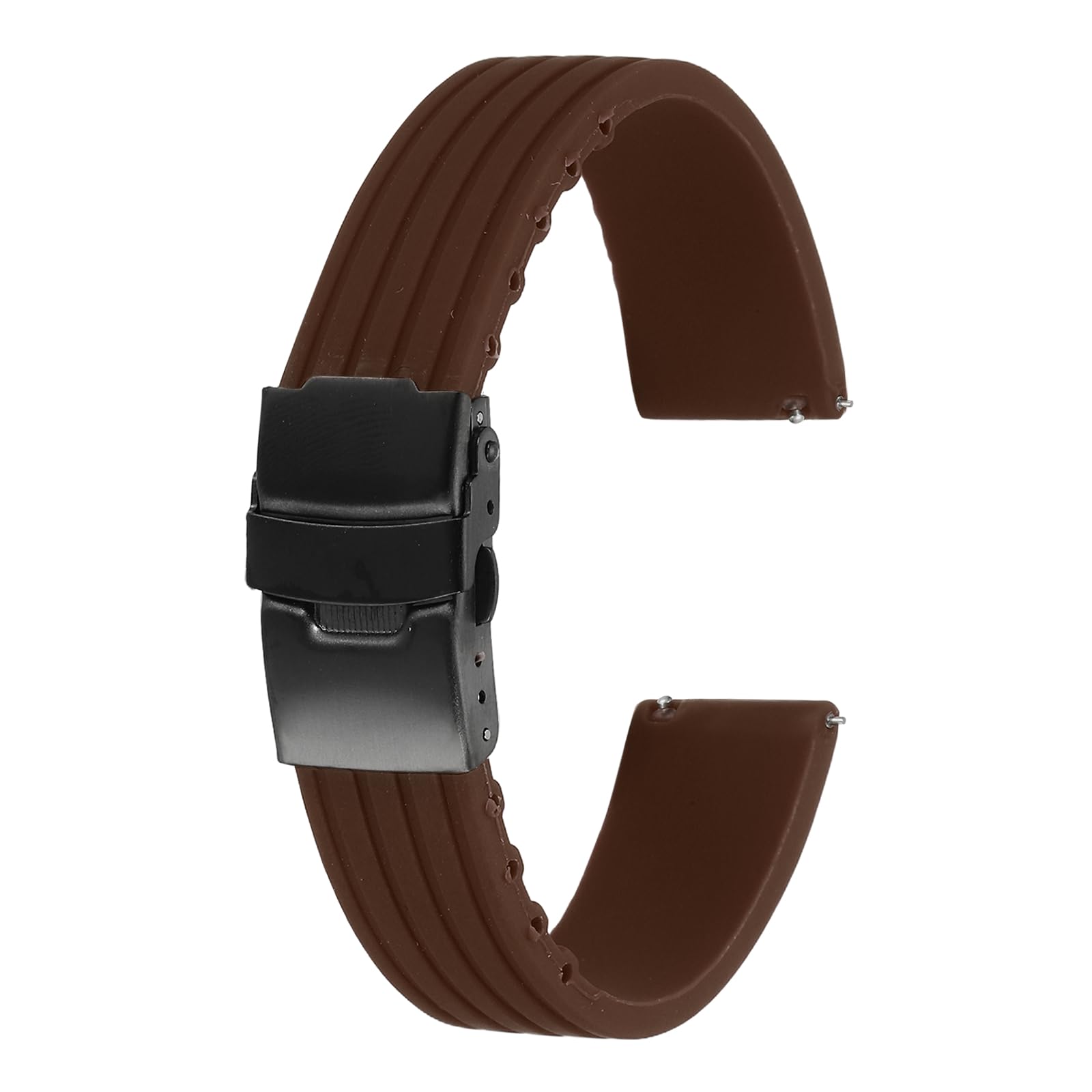 sourcing map Silicone Watch Bands 22mm Width Soft Quick Release Rubber Watch Bands with Black Snap Buckle for Men Women, Brown
