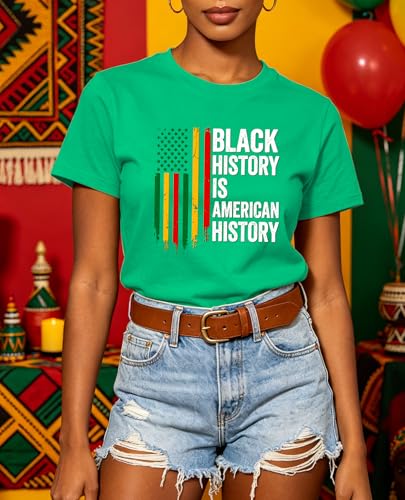 Image of Juneteenth Shirts for Women-Black History is American History Tee Tops African American Short Sleeves