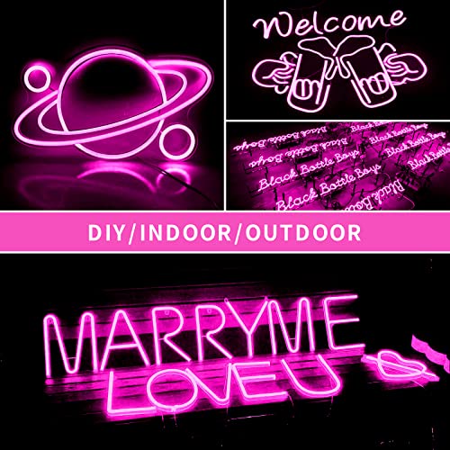 Image of LED Neon Light Strip 16.4FT /5M- Bright, Non-Glaring & Waterproof Neon Rope Lights for Indoor & Outdoor Decor,【Power Adapter Included】 Pink,neon led Strip Lights
