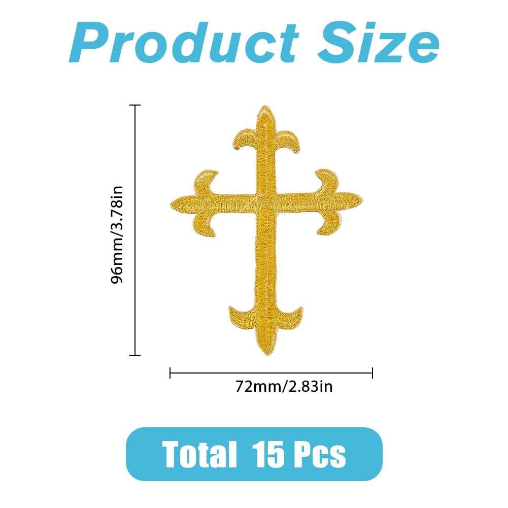 HOBBIESAY 10 Patchs Croix Dorée à Repasser - Décoratifs Broderie Pour Vêtements