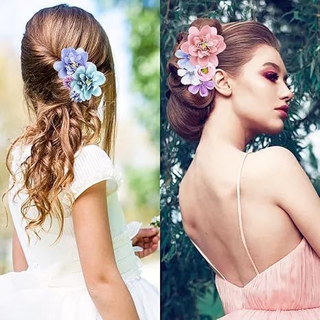 21 Piezas Pinzas de Pelo Florales de Seda para Mujer miniatura 5
