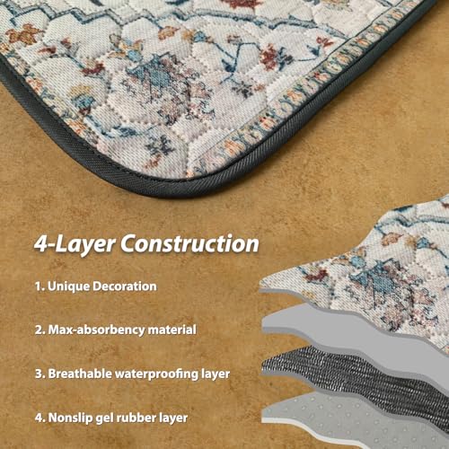 Image of nunubaby 4PACK Washable Pee Pads for Dogs, Stylish, Non-Slip and Leak-Proof Pee Pads. Reusable Potty Pads for Dogs for Crates and Floors.(Beige /Floral, 18 inch x24 inch )
