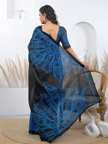Image of SIRIL Women's Cotton Printed Saree With Unstitched Blouse Piece
