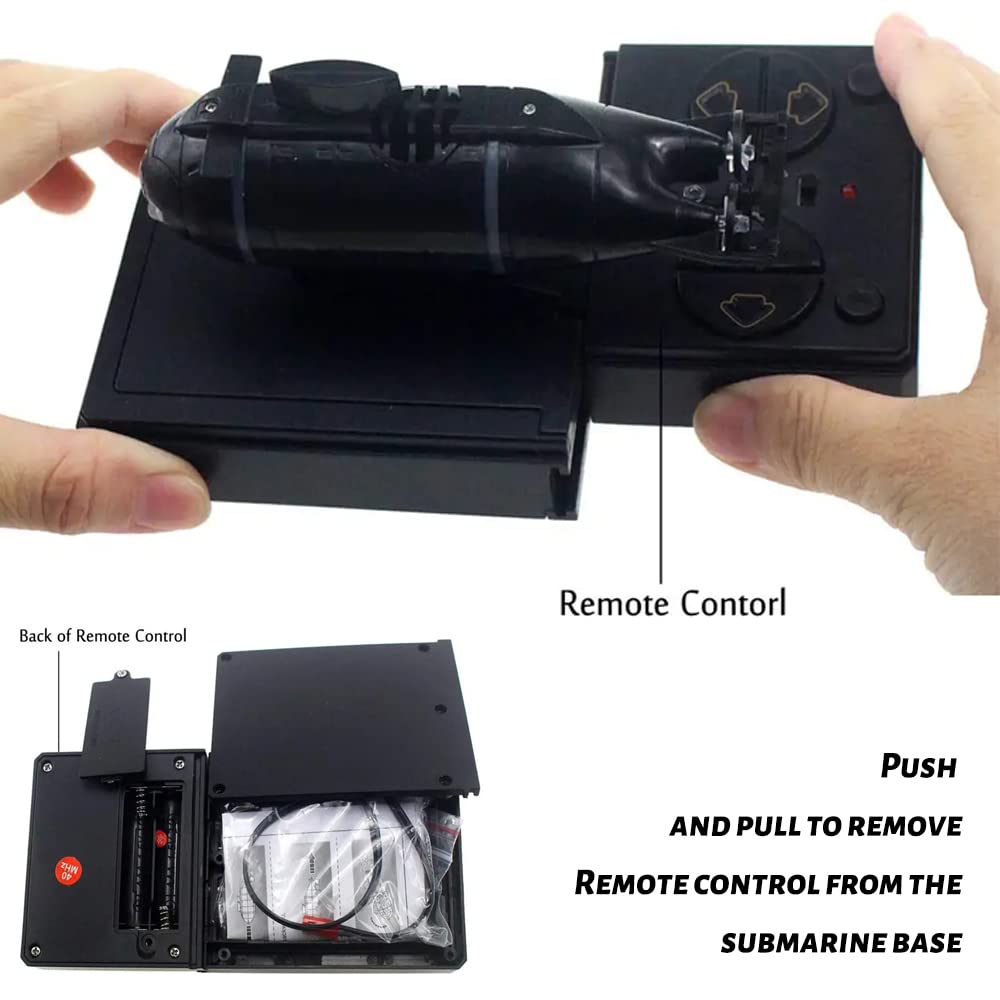 6 Channels Mini RC Submarine Toy,Mini Remote Control Nuclear Submarine RC Race Boat Ship High Speed Waterproof Diving in Pools Lake Ponds, Best Gift for Kids Boys (black)