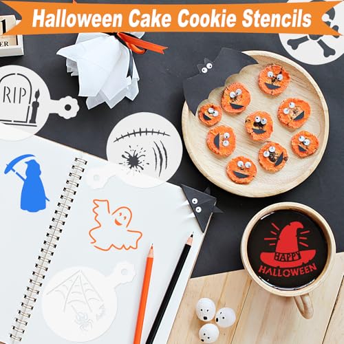 Qumenan 56 Pcs Holiday Cookie Stencils - Reusable Cake, Bread, Food & Dessert Stencils for Christmas, Halloween, Fall & Thanksgiving