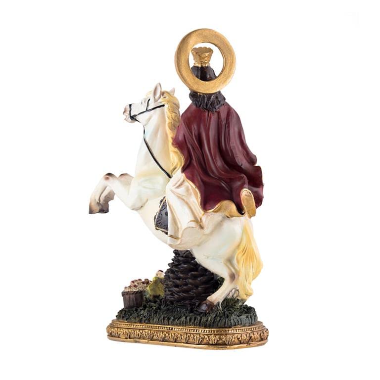 DRW Figura Santa Barbara a Caballo Resina Pintada a Mano 22 cm