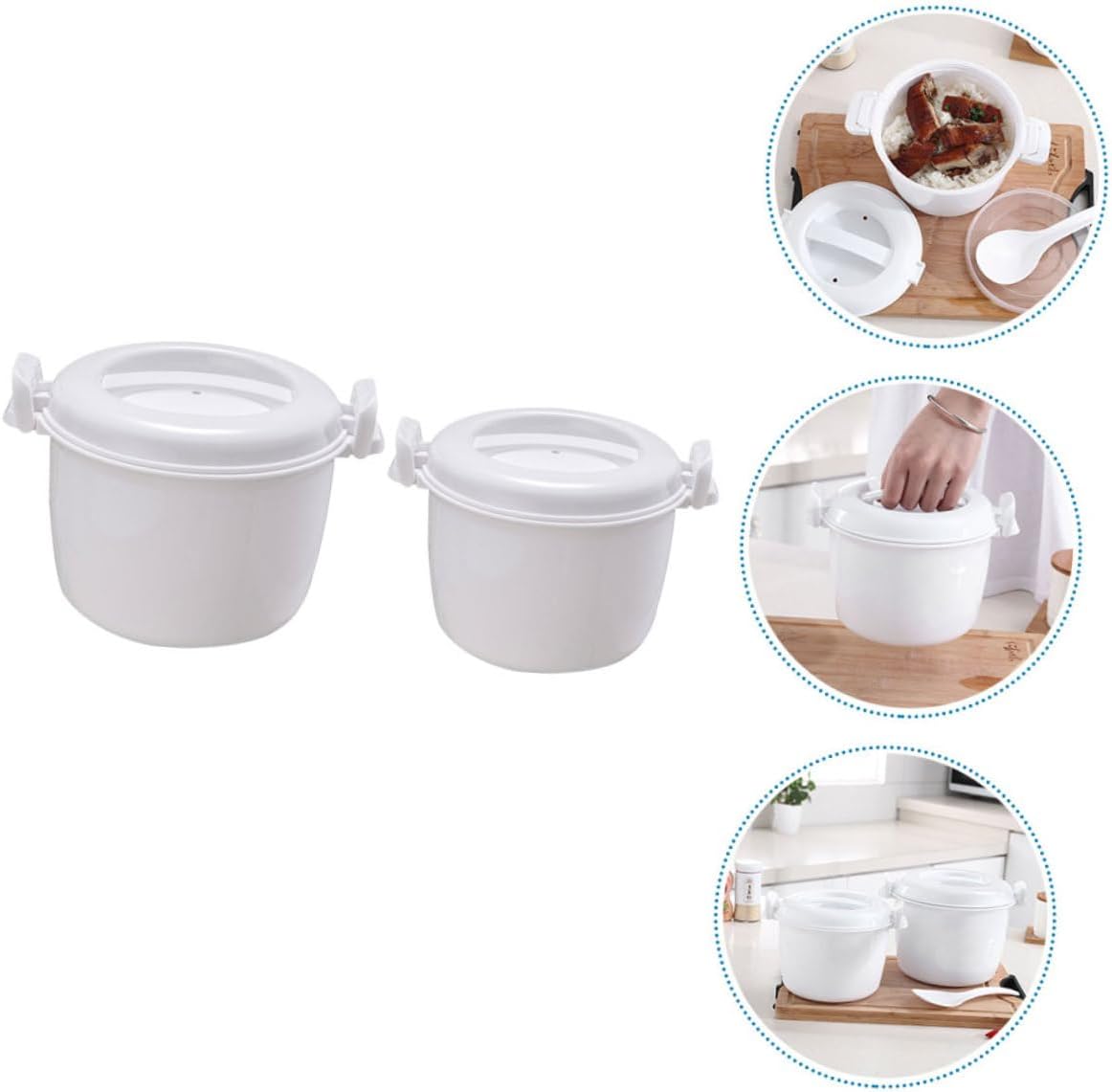 Cabilock 2pcs Simple Rice Cooker Microwave Insulated Rice Cooker Food Container Large Capacity