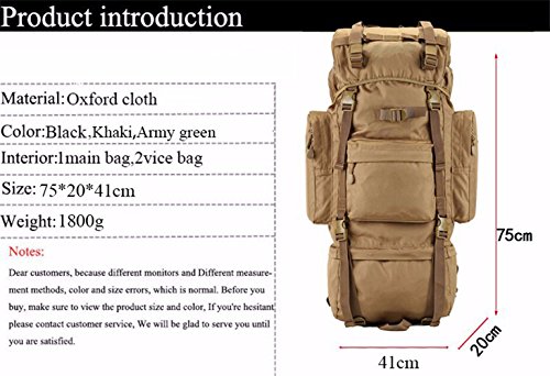 Greenpromise 70L Metal Holder Backpack Outdoor Sports Bag Military Tactical Bags Hiking Camping Waterproof Wear-Resistant Nylon Bag - Image 8