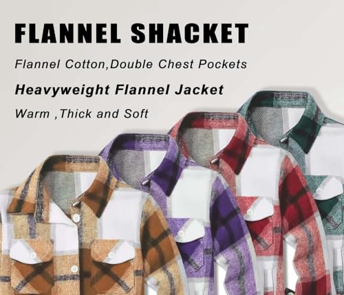 Cromoncent Men's Long Sleeve Thick Flannel Shirt Button Down Plaid Heavyweight Jacket3