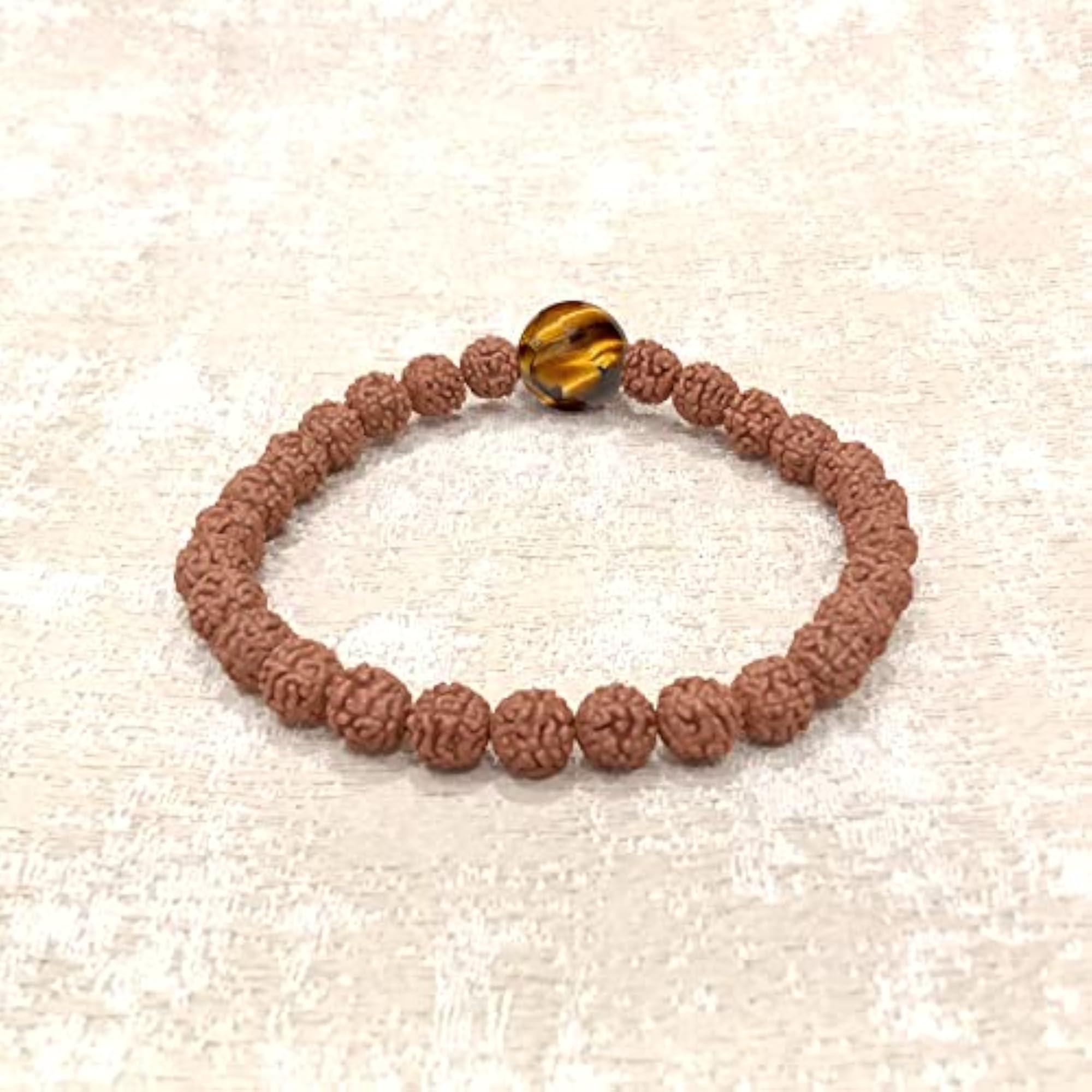 Lab Certified Original Panchmukhi Rudraksha Bracelet with Tiger Eye