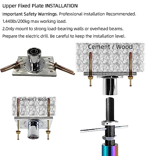 PRIORMAN Permanent Dance Pole with Fixed Plate Dancing Pole for Home Dance Pole with Ceiling Mount and Extension Accessories More Safety and Stability (Colorful) - Thumbnail 5