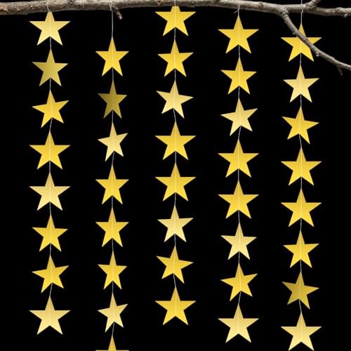 DOPENSPI Lot de 4 guirlandes d'étoiles à paillettes dorées de 4 m - Guirlande d'étoiles à...