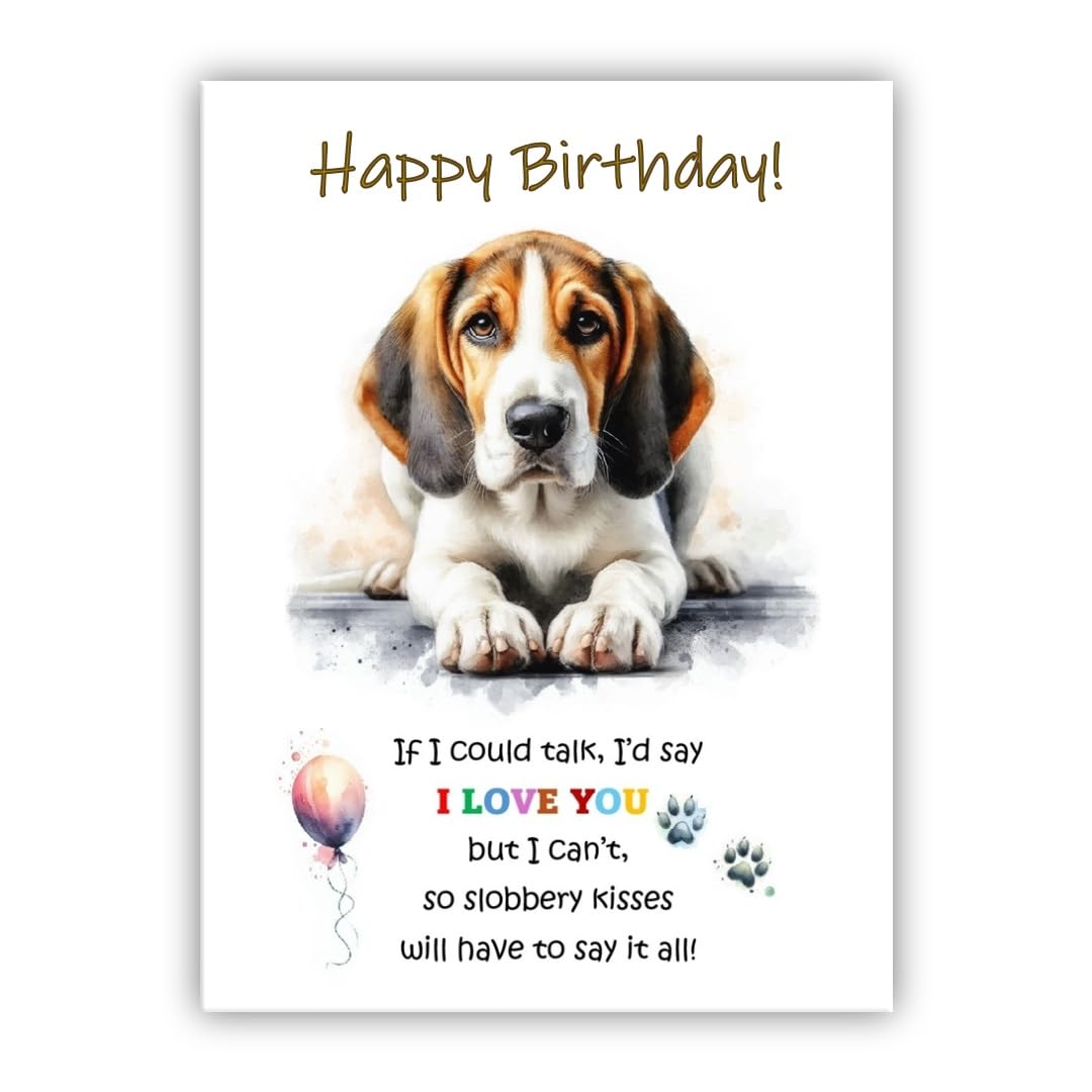 Dog Lovers Birthday Card. English Foxhound Birthday Card from the dog to the owner, Mum, Dad, Mummy, Daddy, Mother, Father. (English Foxhound)