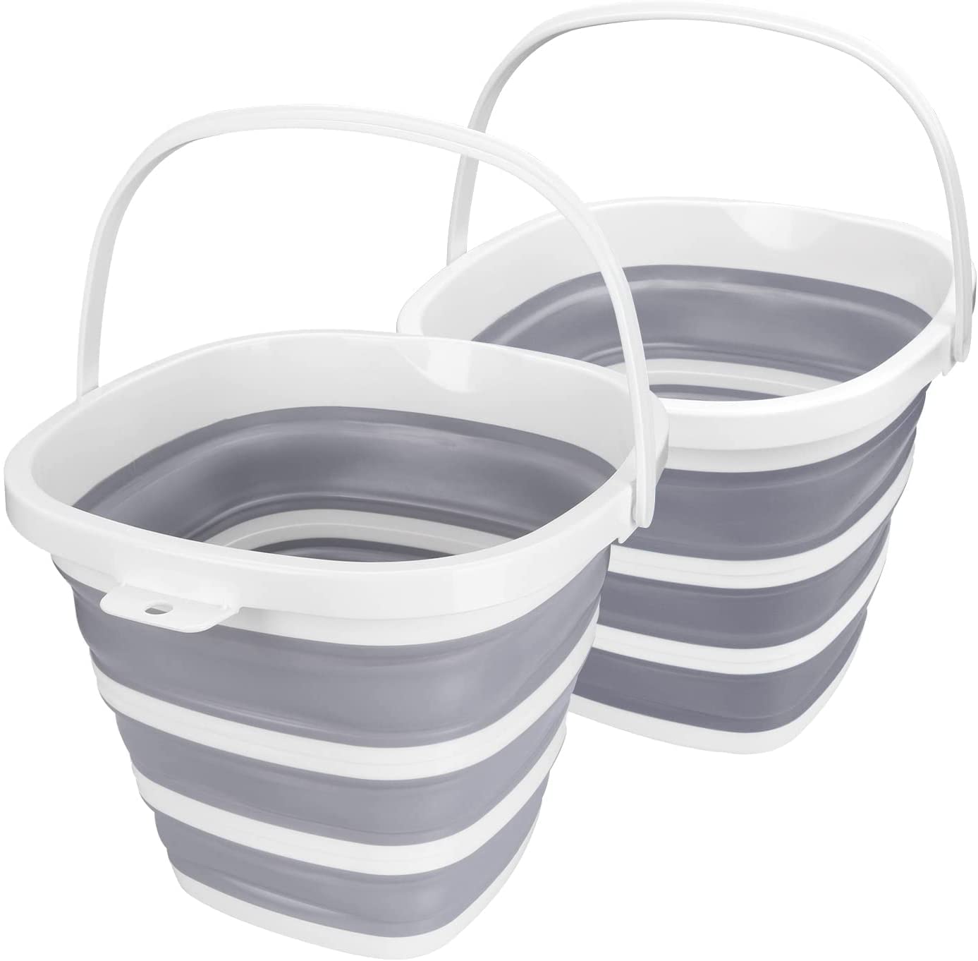 2 Pack Collapsible Plastic Bucket with Handle - 2.6 Gallon (10L) Portable Cleaning Bucket Foldable Water Tub for Household Car Wash - Space Saving Outdoor Fishing, Garden, Camping Water Pail