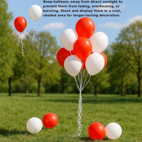 Image of Rozi Decoration Party Balloons Metallic HD for Birthday /Anniversary - Red and White- Pack of 100 Piece