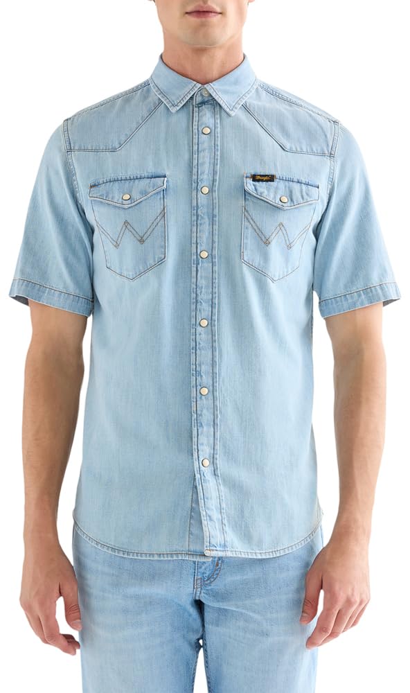 Wrangler SS Western Shirt T-Shirt, Riverbank, XL Mens
