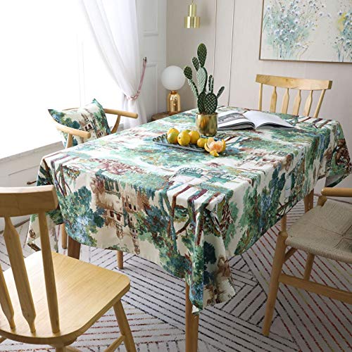Nappe 140x200cm lin coton paysage champ vert décorative - 4