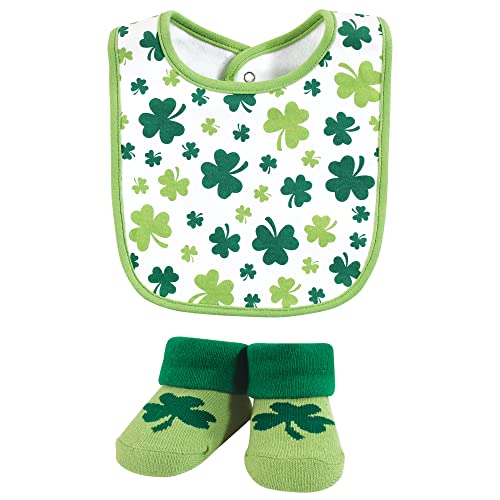 Image of Hudson Baby Unisex Baby Cotton Bib and Sock Set, Lucky Charm, One Size