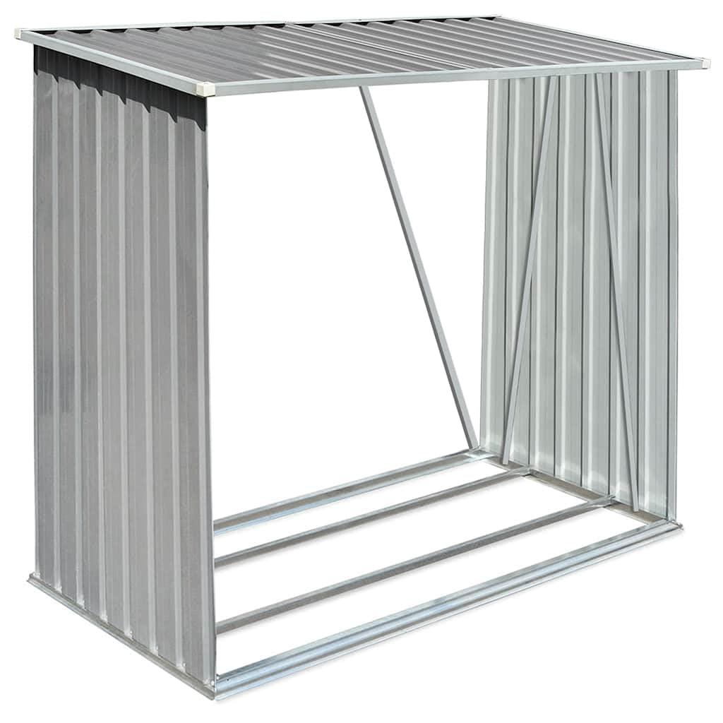 vidaXL Abri de Stockage de Bois Acier Galvanisé Gris Jardin Patio Porte-bûche
