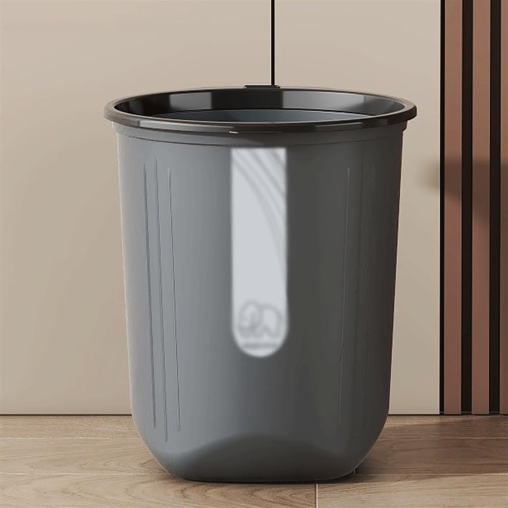 Bidoni della spazzatura Cestino for la spazzatura, rotondo, di colore pieno, con anello compressione, in materiale plastico, adatto for casa, cucina, ufficio, cestino for carta straccia(Grijs)