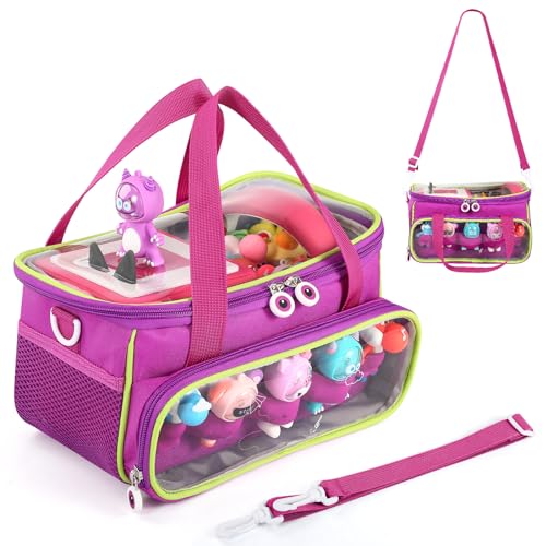 OUKNAK Carrying Case for Toniebox, Storage Carrier Bag for Tonie Characters with Shoulder Strap and Handle, Home Outdoor Hand Bag for Tonies Audio Player and Dolls (Purple)