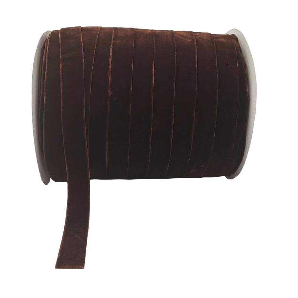 10 Yards Velvet Ribbon Spool (Coffee, 5/8") โ image 1