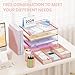 OPNICE Desk Organizer, 4-Tier Desktop File Organizer with Drawer and 2 Pen Holders, Office Desk Accessories, File Sorters, Workspace Organizers for Office Supplies(Rose Gold)