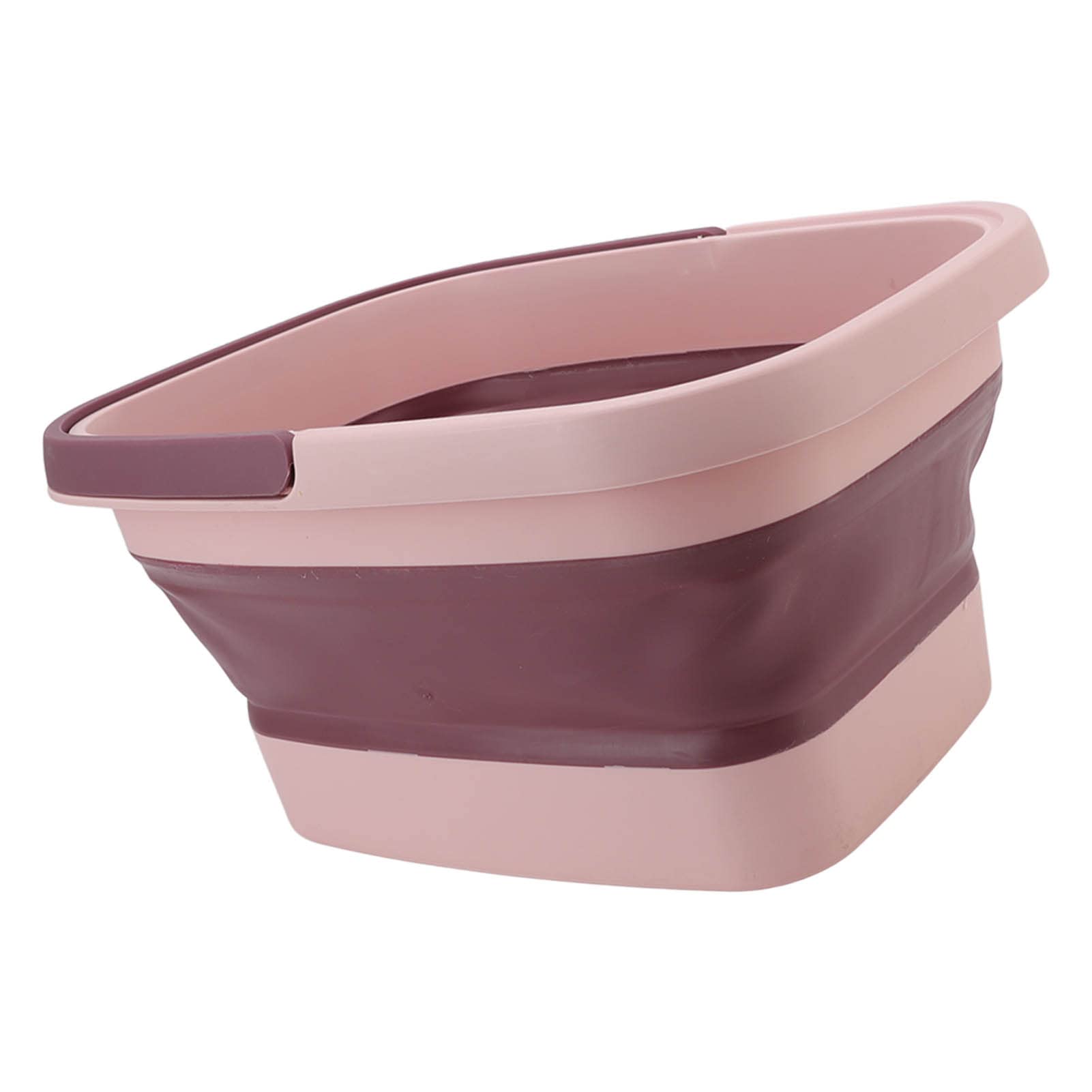 Cubo de masaje plegable de silicona para el hogar y los viajes, cuenca de spa portátil para la relajación (rosa)